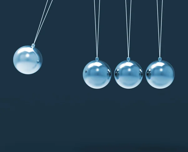 Four Silver Newtons Cradle Shows Blank Spheres Copyspace For 4 L — Stock Photo, Image