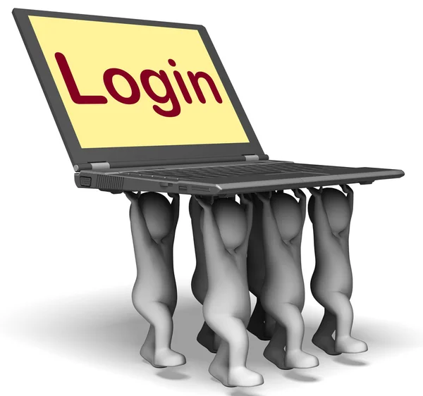 Login Personagens Laptop mostra site assinando ou entrar — Fotografia de Stock