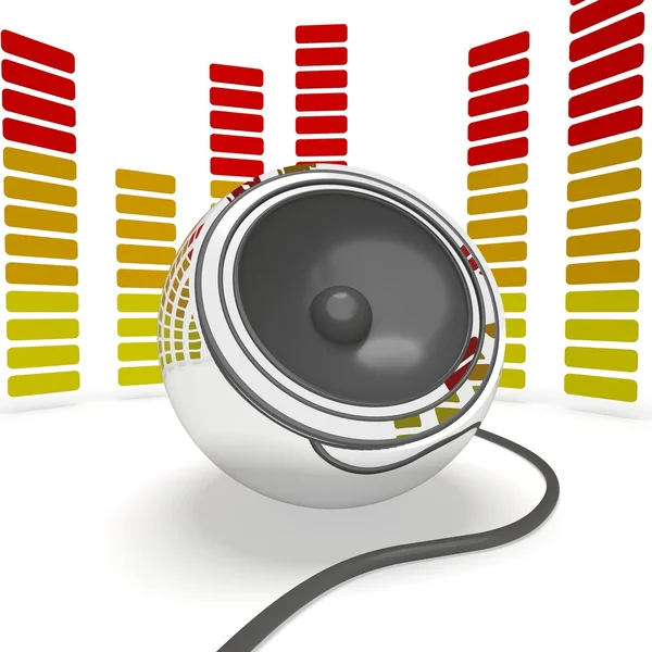 Altavoz de música y ecualizador gráfico muestra pop o audio —  Fotos de Stock