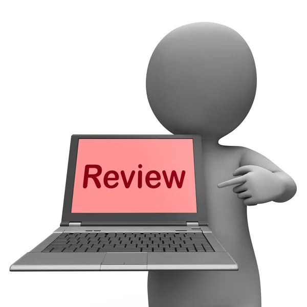 Review Laptop Means Check Evaluate Or Examine — Stock Photo, Image