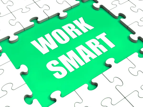 Work Smart Puzzle Shows Intelligent Clever Worker — Stock Photo, Image