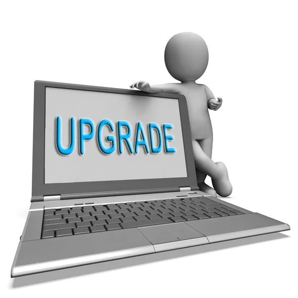 Upgrade laptop betekent verbeteren upgraden of bijwerken — Stockfoto