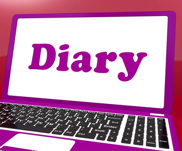 Dagbok laptop visar online planering eller schemaläggare — Stockfoto