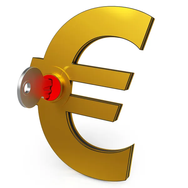 Euro-Schlüssel zeigt Ersparnisse und Finanzen — Stockfoto