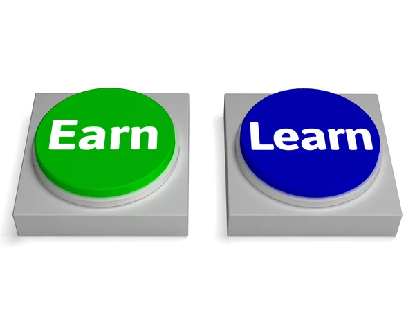 Earn Learn Buttons Shows Earning Or Learning — Stock Photo, Image