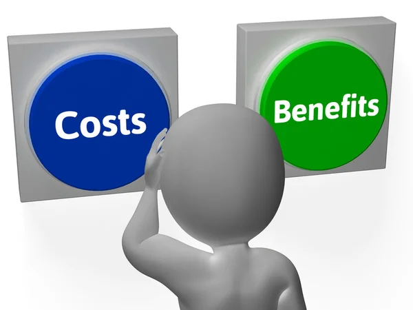 Costs Benefits Buttons Show Value And Analysis — Stock Photo, Image