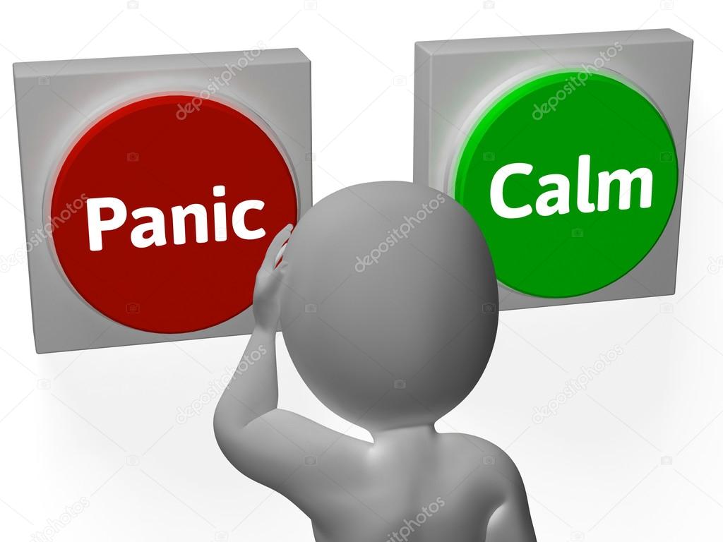 Panic Calm Buttons Show Worrying Or Tranquility