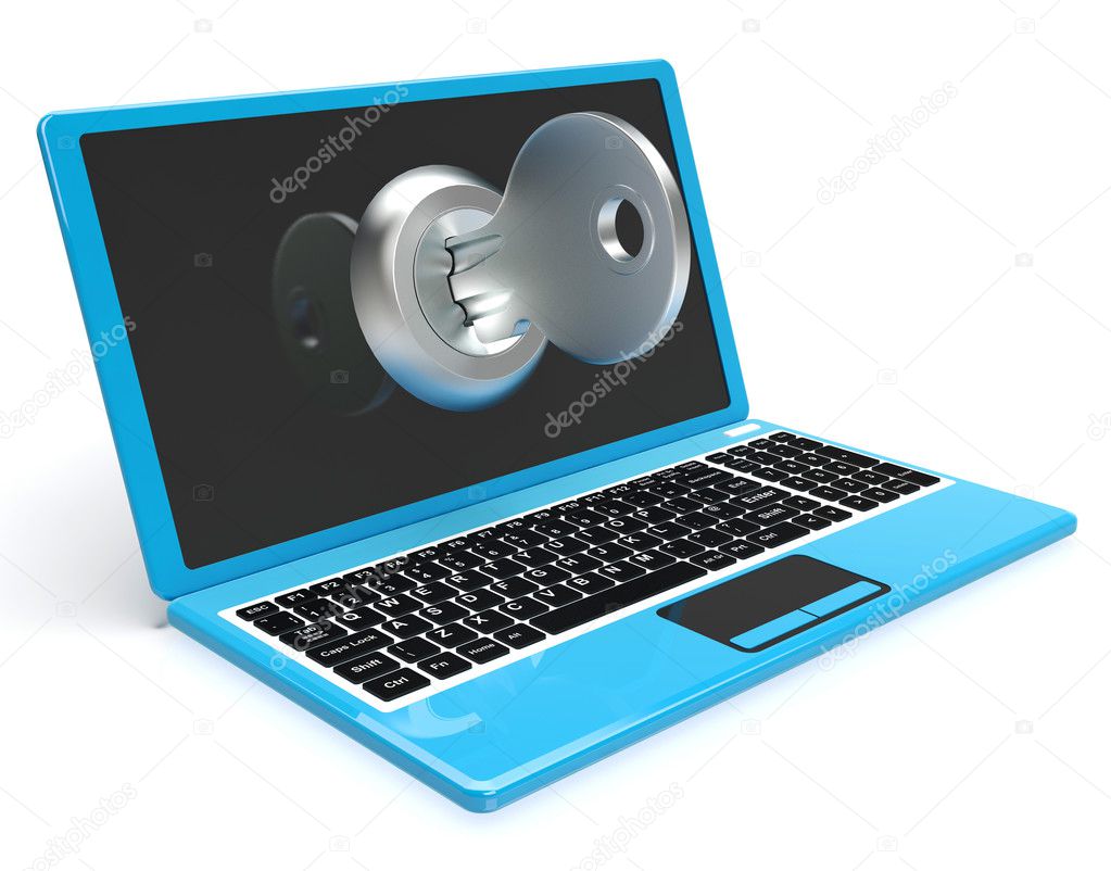 Key On Computer Shows Protected Password Or Unlocking