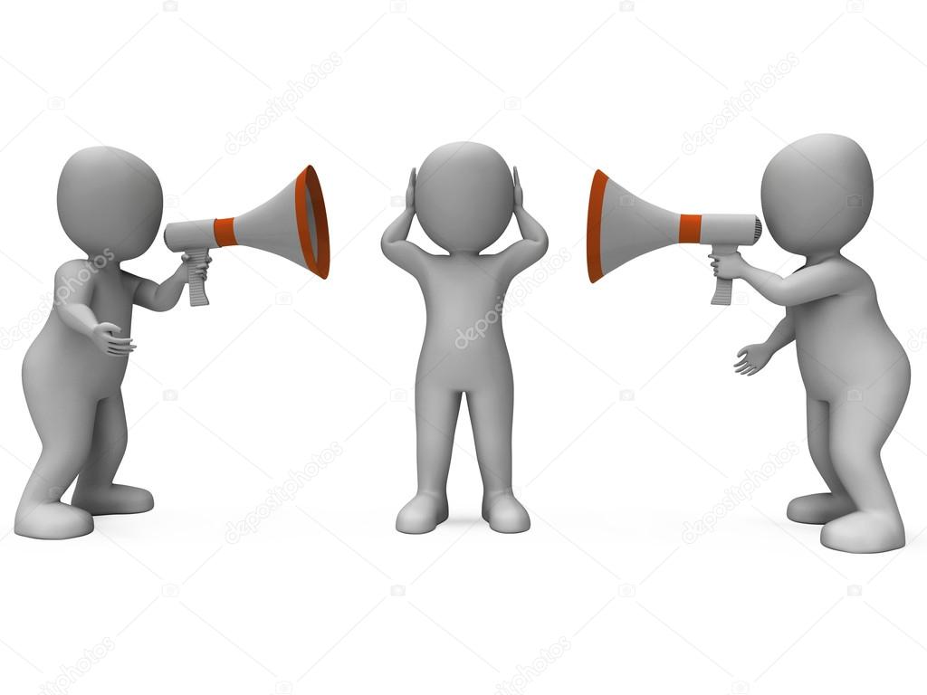 Loud Hailer Characters Show Megaphone Attention Explaining And B