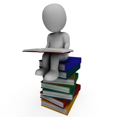 estudiante y muestra de libros de aprendizaje