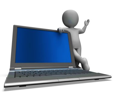 dizüstü bilgisayar ve internet tarama gösterilen karakter
