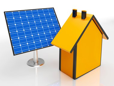 Evi gösteren yenilenebilir enerji güneş paneli