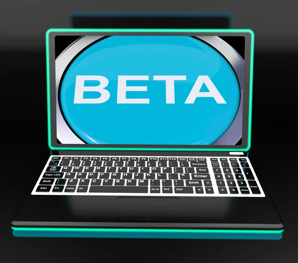 Beta On Laptop Shows Online Trial Software Or Development — Stock Photo, Image