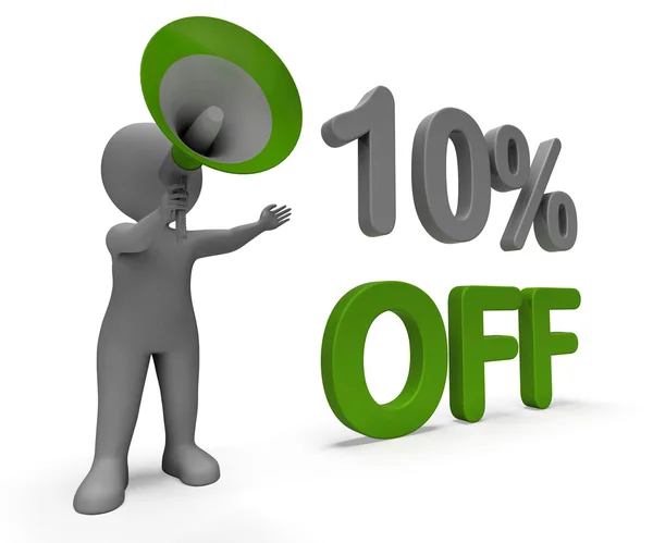 Ten Percent Off Character Means Offer Reductions Or Sal — Stock Photo, Image