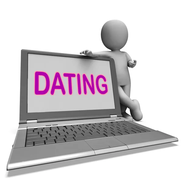 Online dating laptop toont romantiek relatie en web liefde — Stockfoto