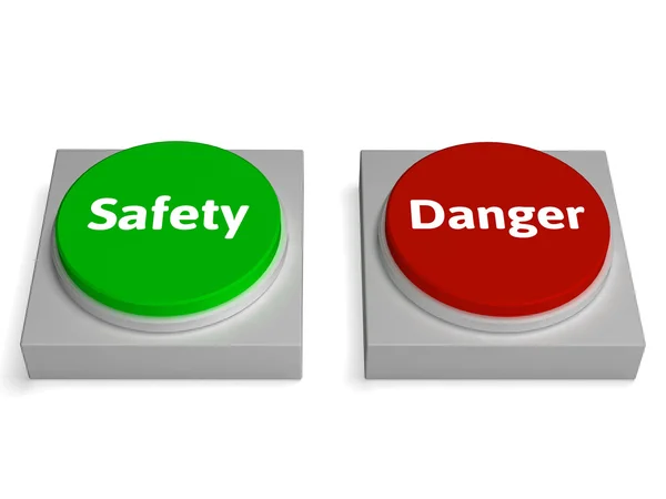 Zagrożenia bezpieczeństwa przyciski Pokaż bezpieczny lub szkodliwych — Zdjęcie stockowe