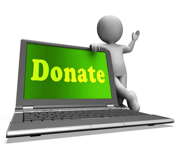 Donate Laptop Shows Charity Donations And Fundraising — Stock Photo, Image