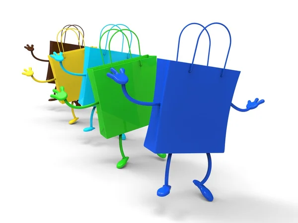 Shopping Bags Dancing Shows Retail Buys — Stock Photo, Image