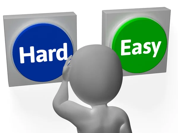 Easy Hard Buttons Show Challenge Or Difficulty — Stock Photo, Image