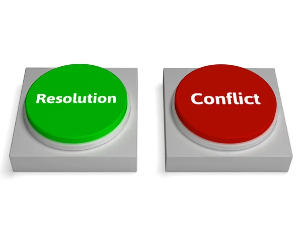 Conflict Resolution Buttons Show Dispute Or Negotiating — Stock Photo, Image