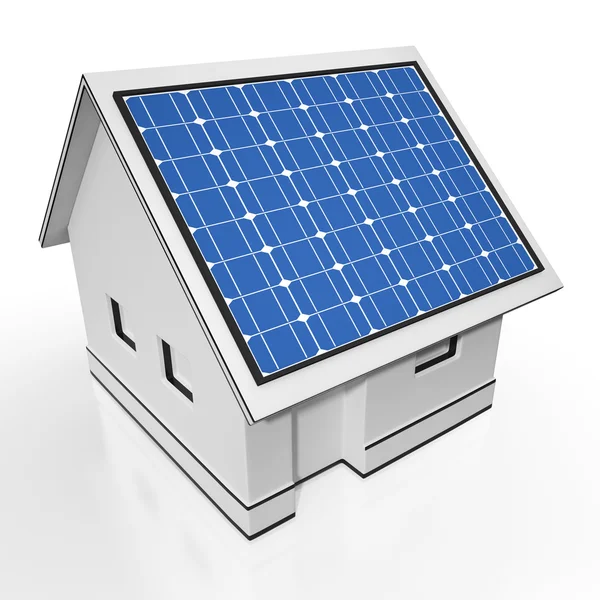 House With Solar Panels Showing Sun Electricity — Stock Photo, Image