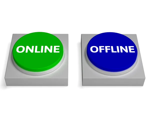 Offline Online Buttons Shows Off-Line Or On-Line — Stock Photo, Image