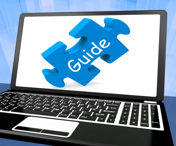 Guide laptop visar hjälp instruktioner eller vägledning — Stockfoto