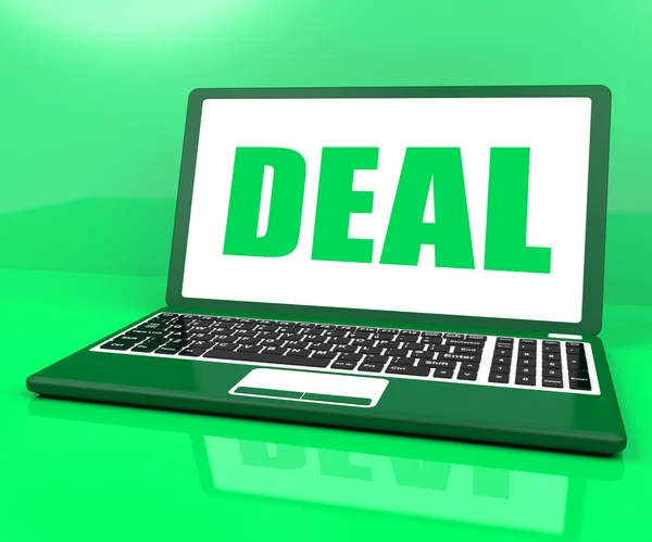 Deal Laptop Shows Trade Contract Or Dealing Onlin — Stock Photo, Image