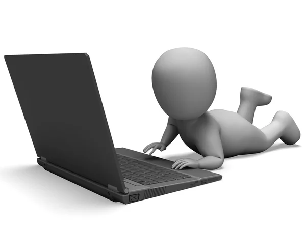 Pokazując komputer laptop przeglądania sieci web online — Zdjęcie stockowe