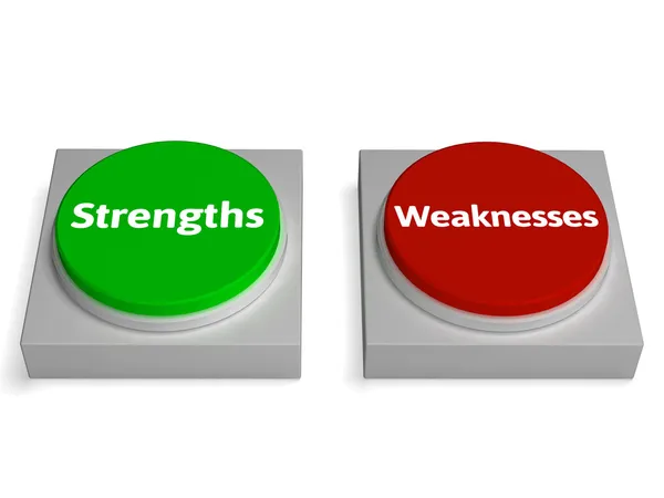 Strengths Weaknesses Buttons Shows Weak Or Strong — Stock Photo, Image