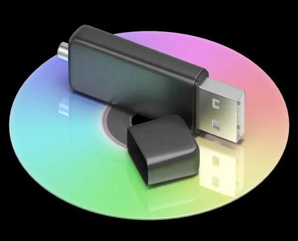 USB- en dvd-geheugen toont draagbare opslag — Stockfoto