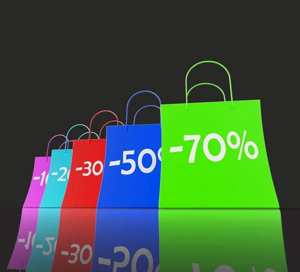 Percent Reduced On Shopping Bags Shows Bargains — Stock Photo, Image