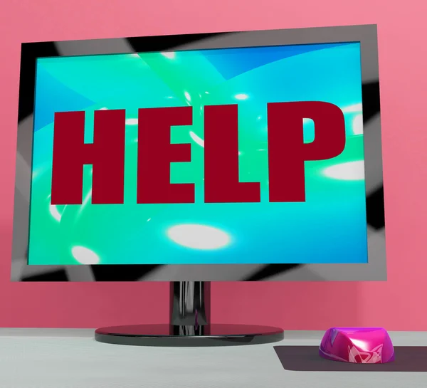 Hilfe am Monitor zeigt Helpline Helpdesk oder Support — Stockfoto