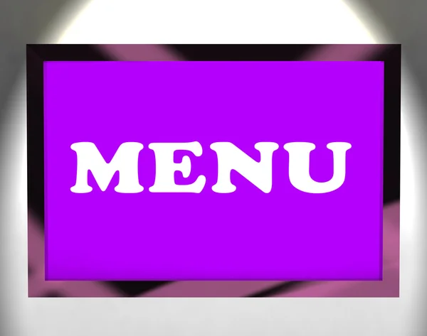 Menübildschirm zeigt die Online-Bestellung von Speisen im Restaurant — Stockfoto