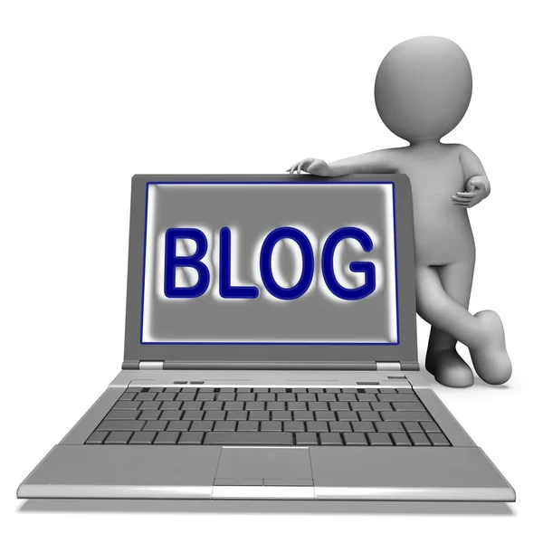 Blog Laptop muestra Blogging o Weblog Sitio web de Internet —  Fotos de Stock