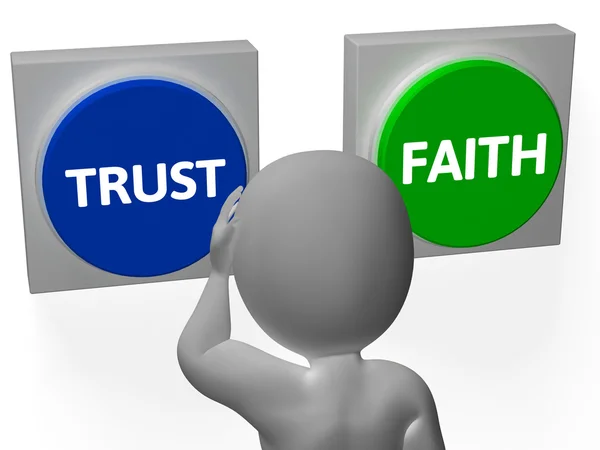 Trust Faith Buttons Show Trustful Or Faithfulness — Stock Photo, Image
