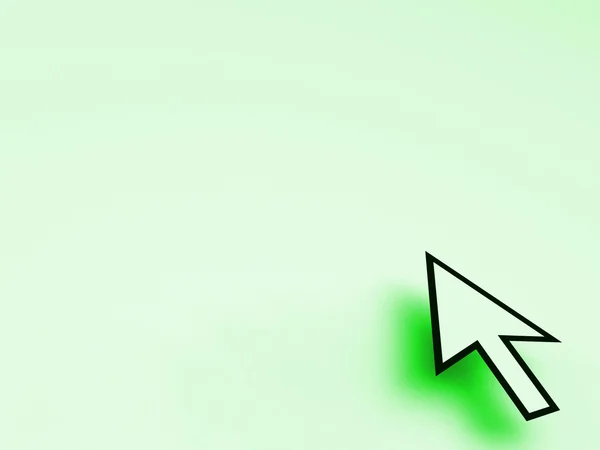 Cursor Pointer On Green Background Shows Blank Copyspace Website — Stock Photo, Image