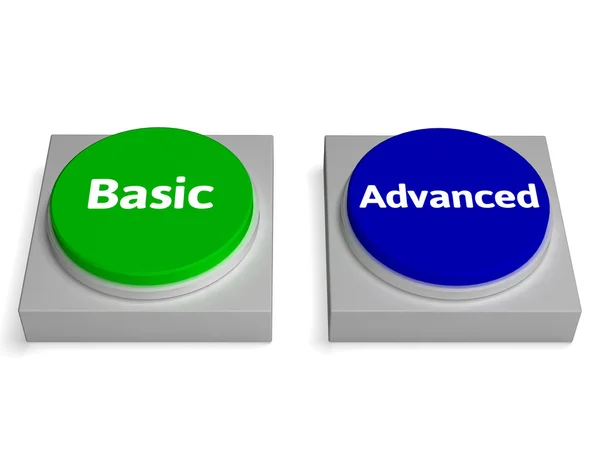 Basic Advanced Buttons Shows Version Or Features — Stock Photo, Image