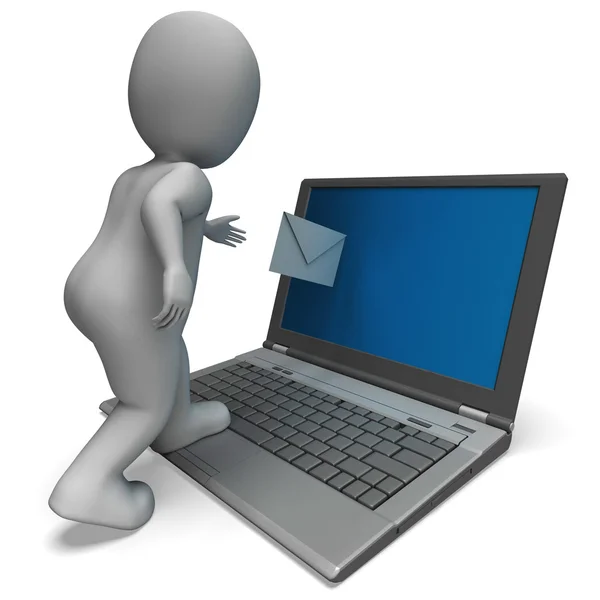 E-mail z laptopa pokazuje korespondencji e-mail — Zdjęcie stockowe