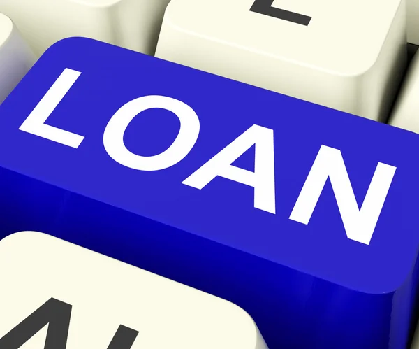 Loan Key Means Lending Or Loanin — Stock Photo, Image