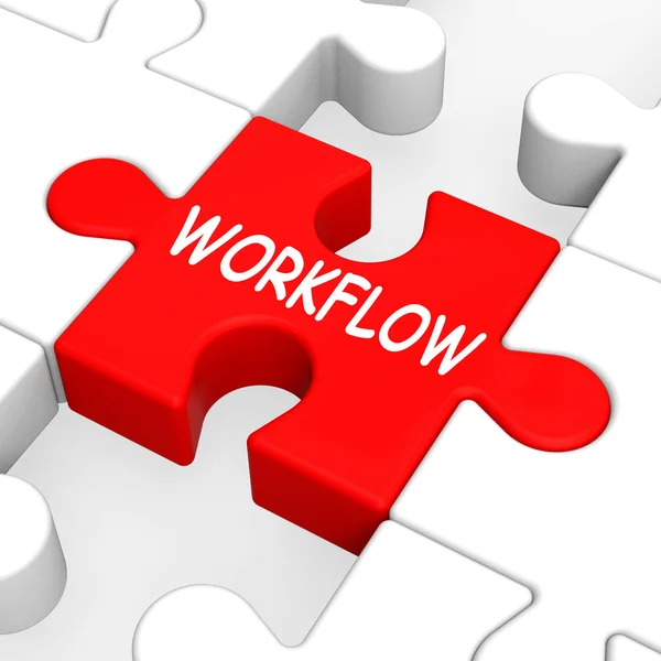 Puzzle de flux de travail montre le flux de processus ou la procédure — Photo
