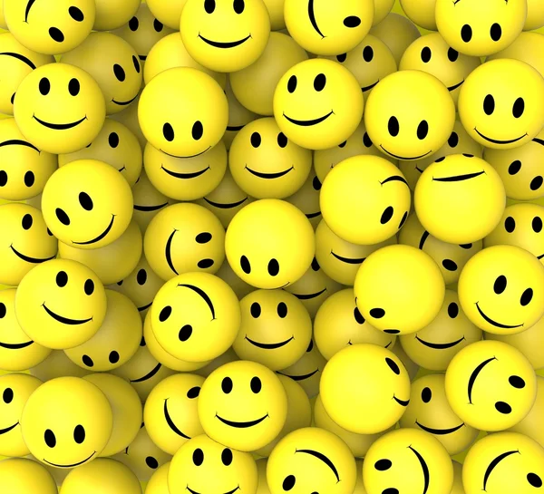 Smileys Show Happy Cheerful Faces — Stock Photo, Image