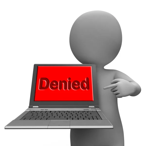 Denied Laptop Showing Denial Deny Decline Or Refusals — Stock Photo, Image