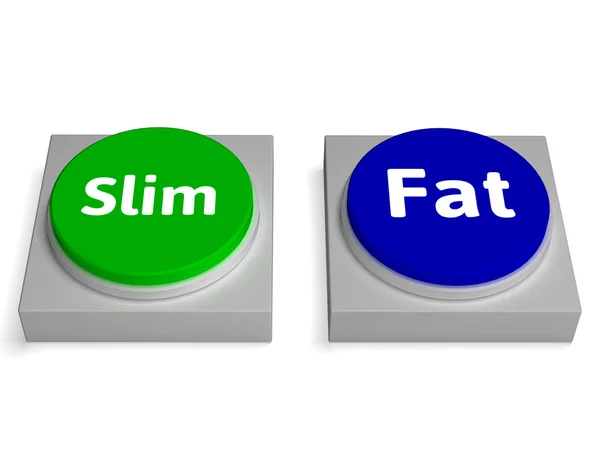Slim Fat Buttons Shows Thin Or Overweight — Stock Photo, Image