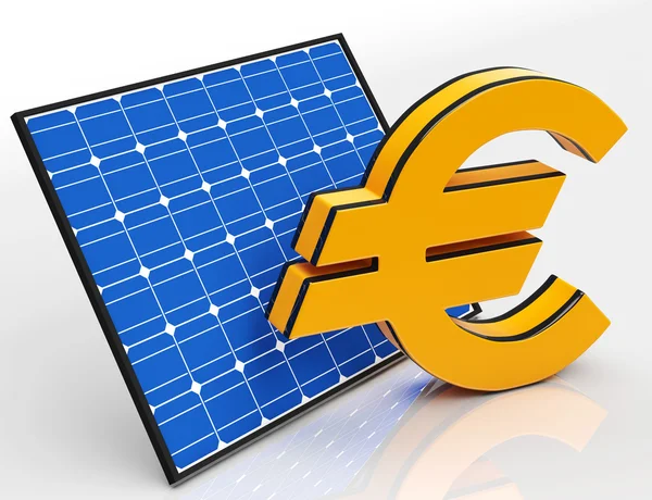 Solar Panel And Euro Shows Saving Money — Stock Photo, Image