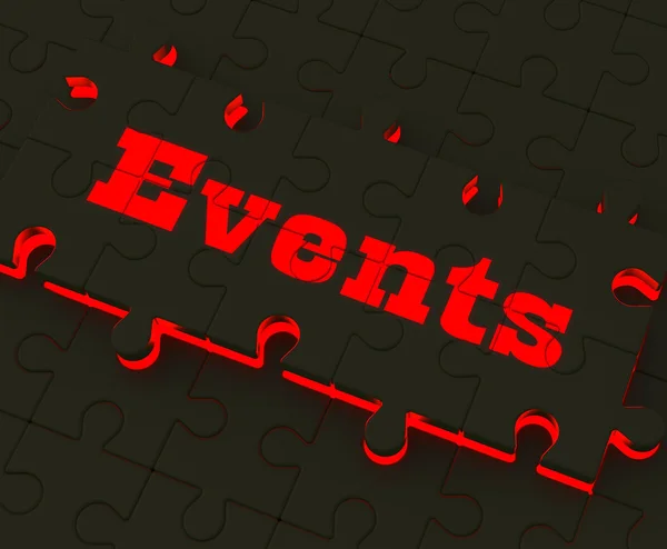 Ereignisse Puzzle bedeutet Gelegenheiten Ereignisse oder Funktionen — Stockfoto