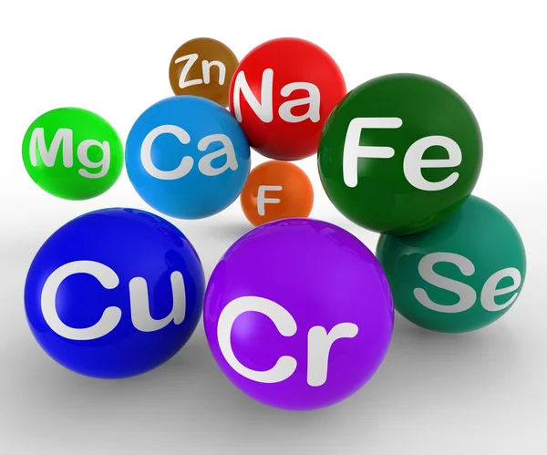 Símbolos químicos mostrando química e ciência — Fotografia de Stock