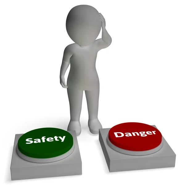 Danger Safety Buttons Shows Hazard Or Dangerous — Stock Photo, Image