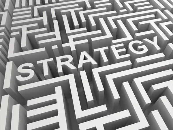 Strategy Word In Maze Shows Game Plan — Stock Photo, Image