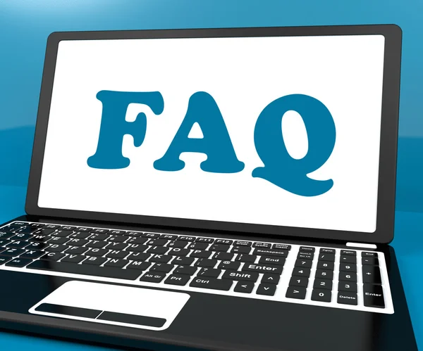Faq On Laptop Shows Solution And Frequently Asked Questions Onli — Stock Photo, Image